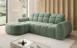 Designer Ecksofa Bjork in Strukturstoff mit elektrischer Sitzerweiterung