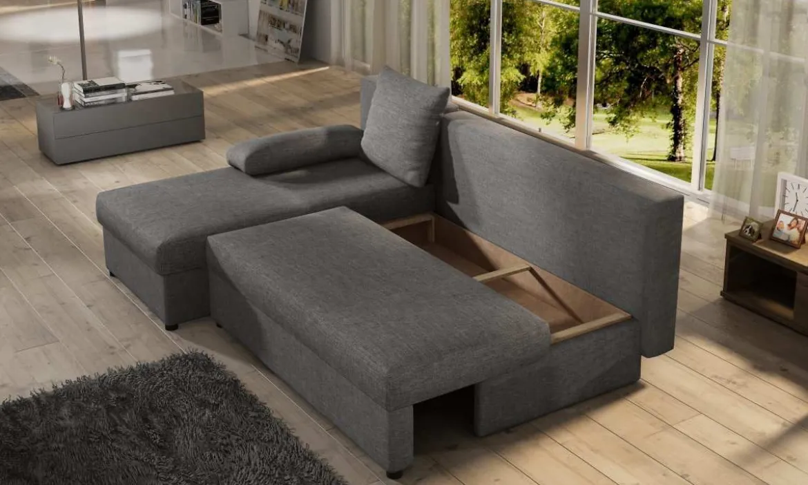 Designer Ecksofa Cali mit Stauraum und Schlaffunktion