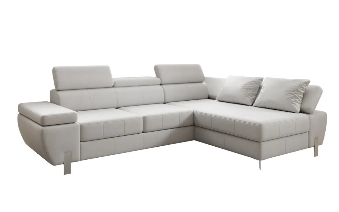 Designer Ecksofa Calista mit Schlaffunktion und Stauraum in Echtleder