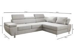Designer Ecksofa Calista mit Schlaffunktion und Stauraum in Echtleder