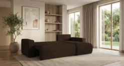 Designer Ecksofa Calva mit Schlaf- und Klappfunktion in Cord