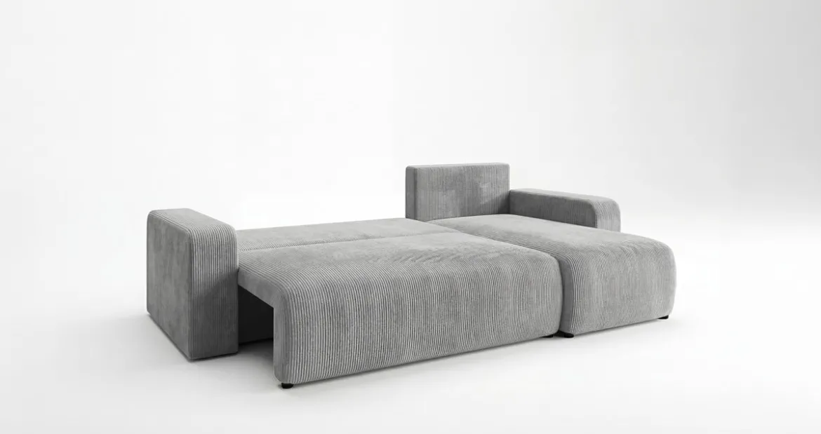 Designer Ecksofa Calva mit Schlaf- und Klappfunktion in Cord