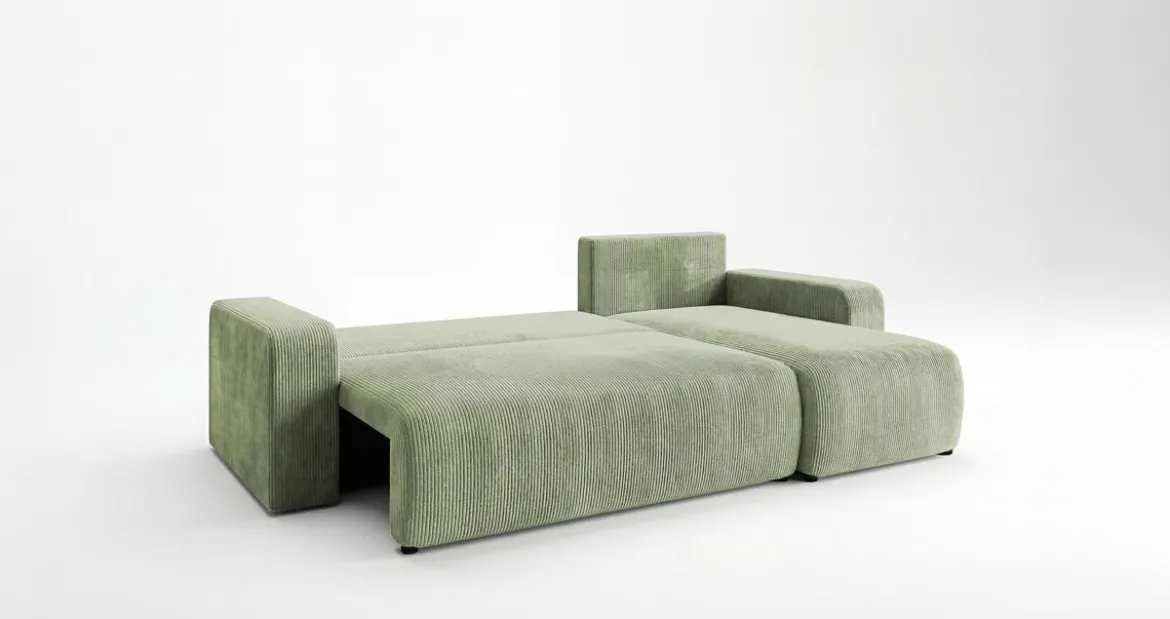Designer Ecksofa Calva mit Schlaf- und Klappfunktion in Cord