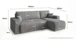 Designer Ecksofa Calva mit Schlaf- und Klappfunktion in Cord