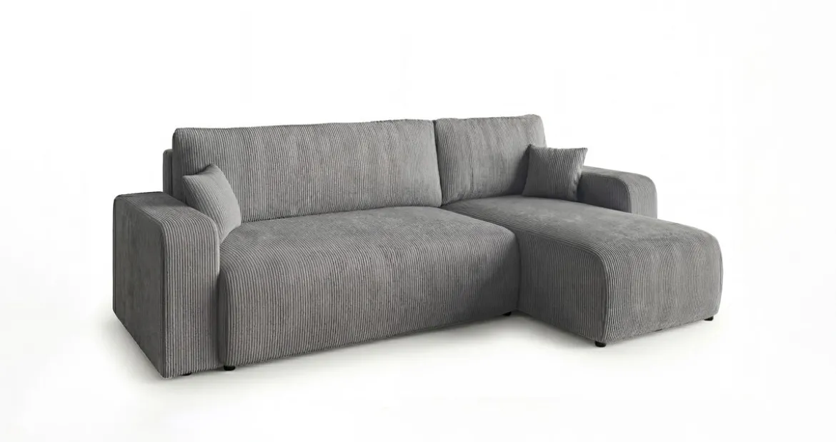 Designer Ecksofa Calva mit Schlaf- und Klappfunktion in Cord