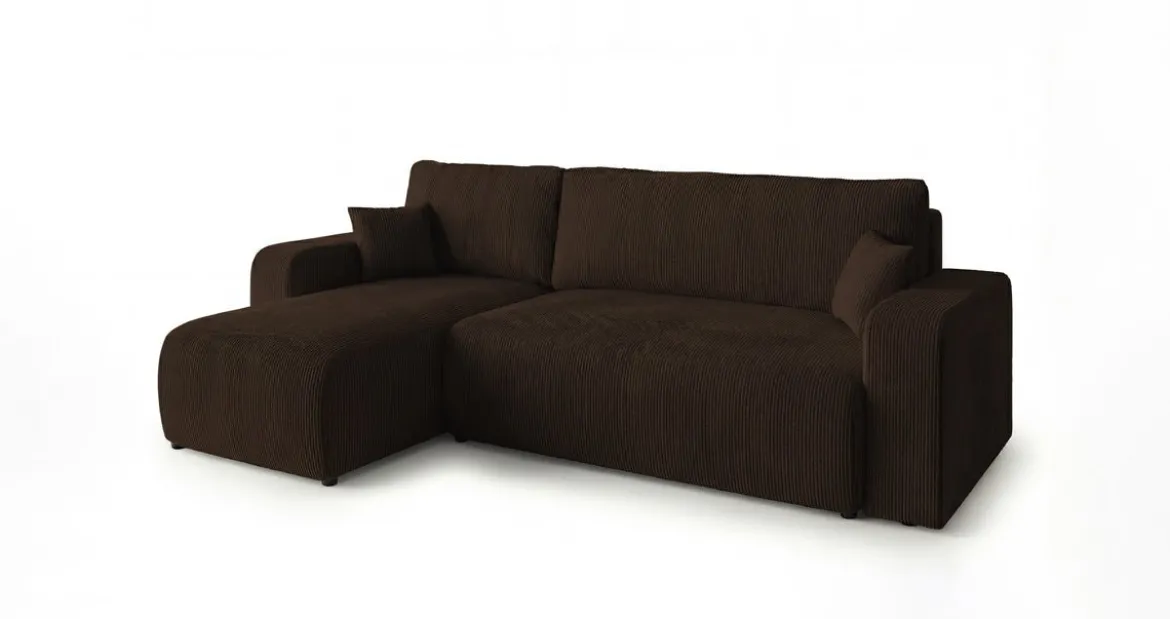 Designer Ecksofa Calva mit Schlaf- und Klappfunktion in Cord