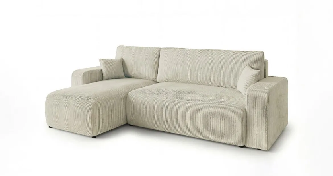 Designer Ecksofa Calva mit Schlaf- und Klappfunktion in Cord