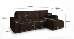 Designer Ecksofa Calva mit Schlaf- und Klappfunktion in Cord