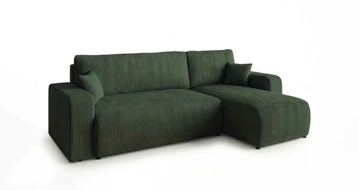 Designer Ecksofa Calva mit Schlaf- und Klappfunktion in Cord