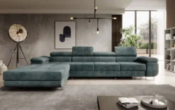 Designer Ecksofa Calvera Maxi mit Schlaf- und Klappfunktion in Cord