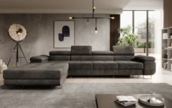 Designer Ecksofa Calvera Maxi mit Schlaf- und Klappfunktion in Cord