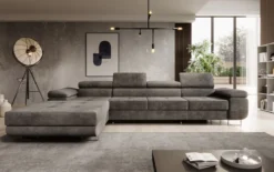 Designer Ecksofa Calvera Maxi mit Schlaf- und Klappfunktion in Cord