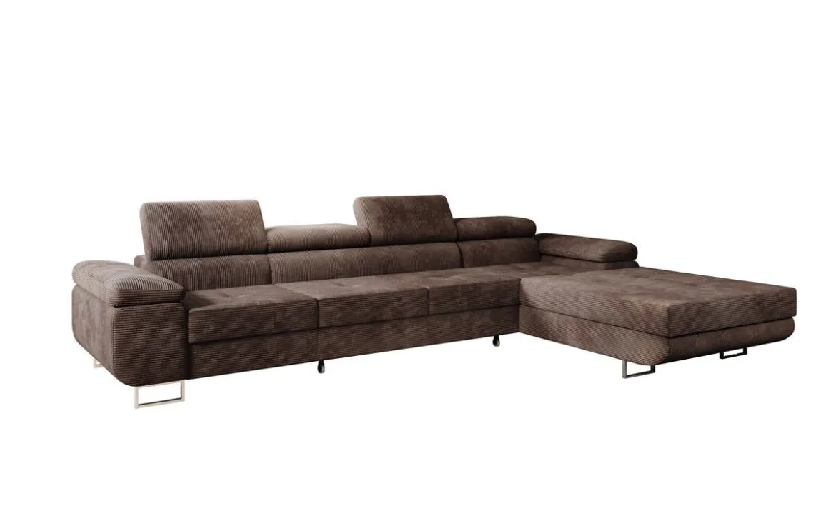 Designer Ecksofa Calvera Maxi mit Schlaf- und Klappfunktion in Cord