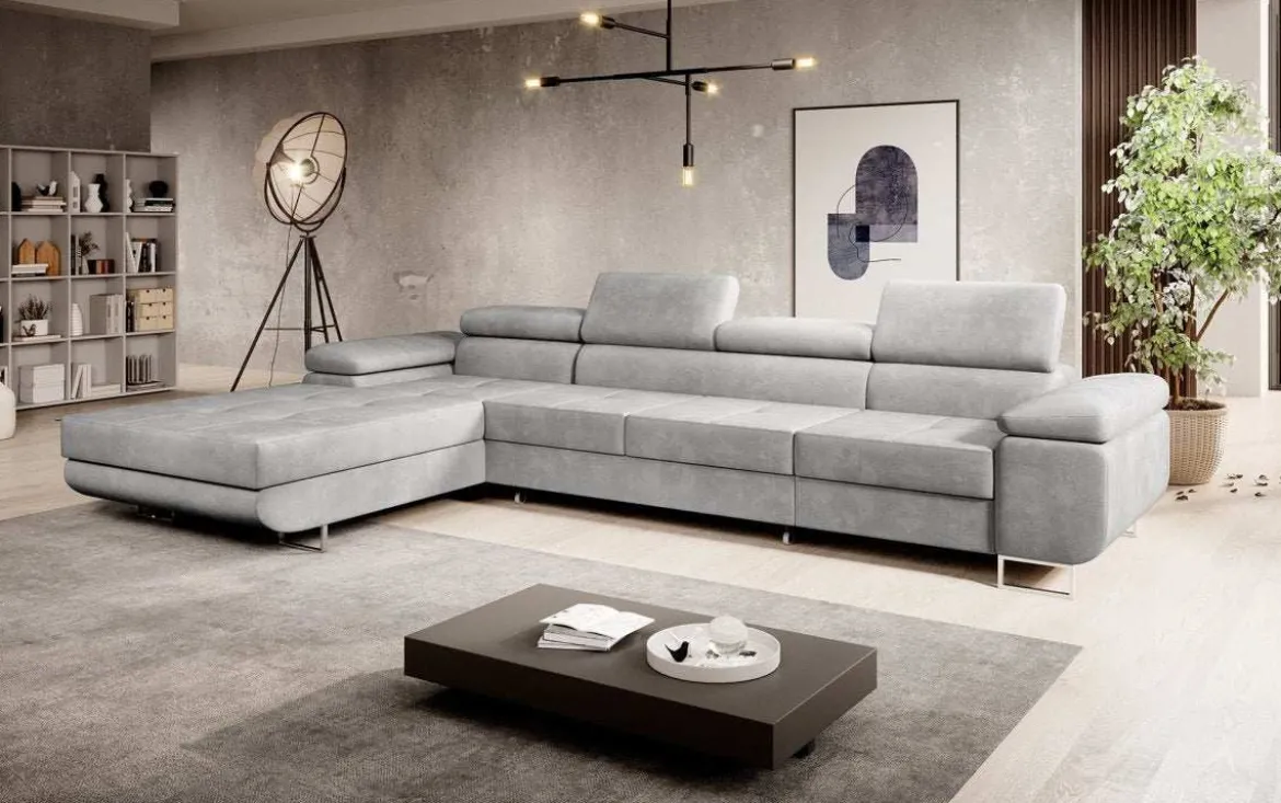 Designer Ecksofa Calvera Maxi mit Schlaf- und Klappfunktion in Samt