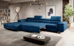 Designer Ecksofa Calvera Maxi mit Schlaf- und Klappfunktion in Samt