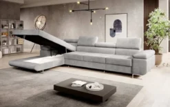 Designer Ecksofa Calvera Maxi mit Schlaf- und Klappfunktion in Samt