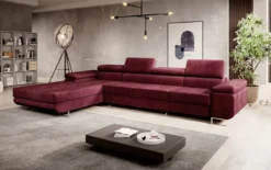 Designer Ecksofa Calvera Maxi mit Schlaf- und Klappfunktion in Samt