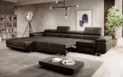Designer Ecksofa Calvera Maxi mit Schlaf- und Klappfunktion in Samt