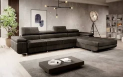 Designer Ecksofa Calvera Maxi mit Schlaf- und Klappfunktion in Samt