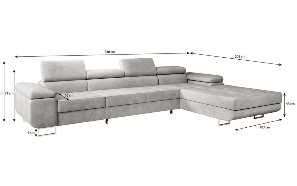 Designer Ecksofa Calvera Maxi mit Schlaf- und Klappfunktion in Samt