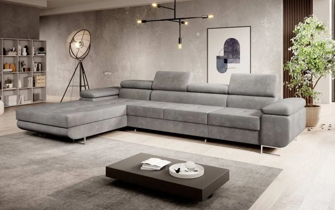 Designer Ecksofa Calvera Maxi mit Schlaf- und Klappfunktion in Samt
