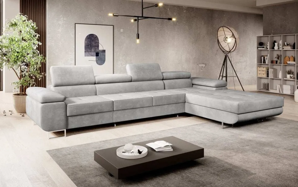 Designer Ecksofa Calvera Maxi mit Schlaf- und Klappfunktion in Samt