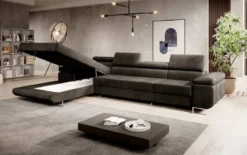 Designer Ecksofa Calvera Maxi mit Schlaf- und Klappfunktion in Samt