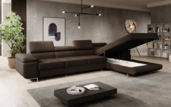 Designer Ecksofa Calvera Maxi mit Schlaf- und Klappfunktion in Bouclé