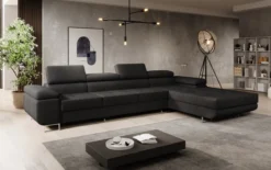 Designer Ecksofa Calvera Maxi mit Schlaf- und Klappfunktion in Bouclé
