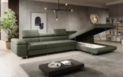Designer Ecksofa Calvera Maxi mit Schlaf- und Klappfunktion in Bouclé