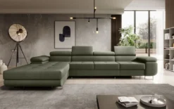 Designer Ecksofa Calvera Maxi mit Schlaf- und Klappfunktion in Bouclé