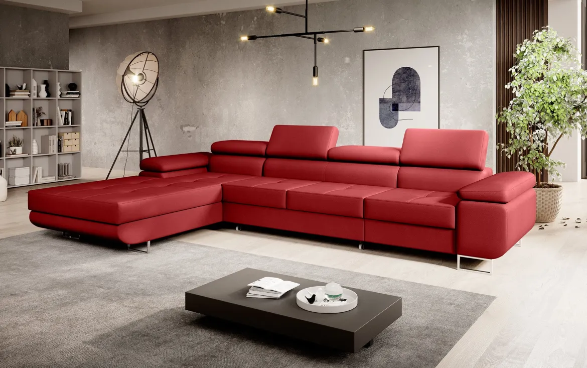 Designer Ecksofa Calvera Maxi mit Schlaf- und Klappfunktion in Kunstleder