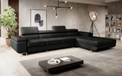 Designer Ecksofa Calvera Maxi mit Schlaf- und Klappfunktion in Kunstleder