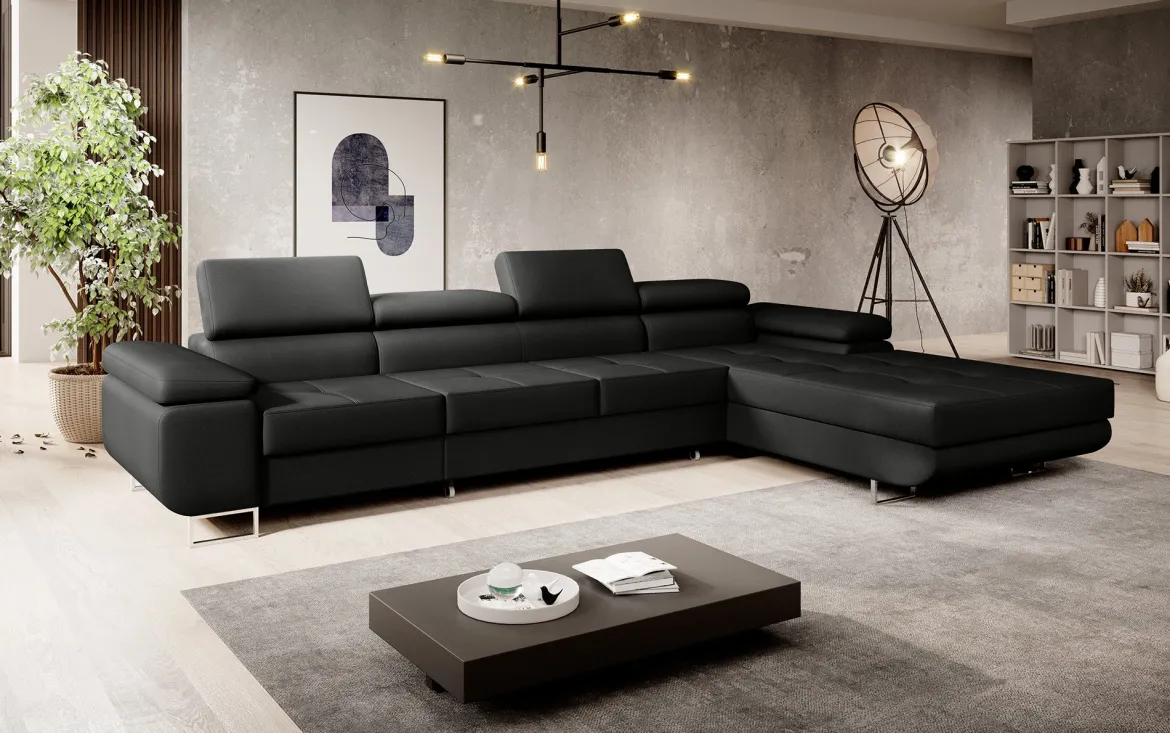 Designer Ecksofa Calvera Maxi mit Schlaf- und Klappfunktion in Kunstleder