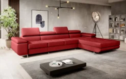 Designer Ecksofa Calvera Maxi mit Schlaf- und Klappfunktion in Kunstleder