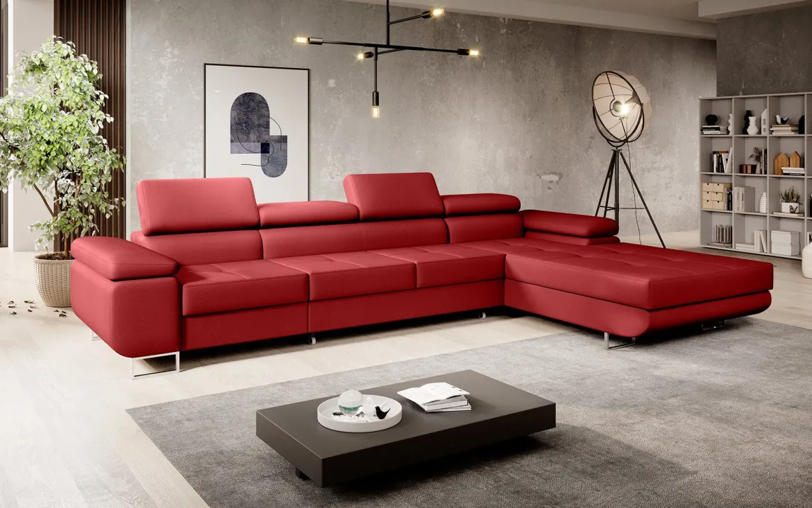 Designer Ecksofa Calvera Maxi mit Schlaf- und Klappfunktion in Kunstleder