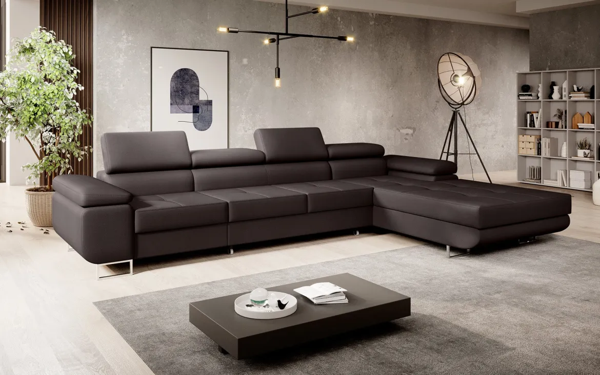 Designer Ecksofa Calvera Maxi mit Schlaf- und Klappfunktion in Kunstleder