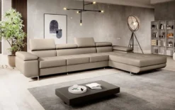 Designer Ecksofa Calvera Maxi mit Schlaf- und Klappfunktion in Kunstleder