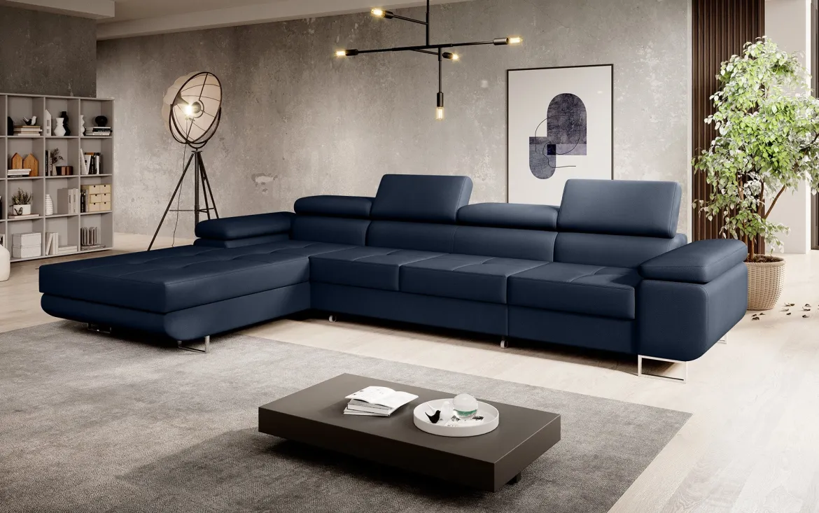 Designer Ecksofa Calvera Maxi mit Schlaf- und Klappfunktion in Kunstleder