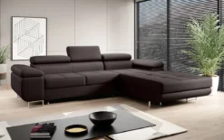 Designer Ecksofa Calvera mit Schlaf- und Klappfunktion in Kunstleder