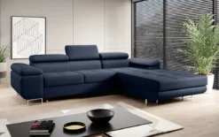 Designer Ecksofa Calvera mit Schlaf- und Klappfunktion in Kunstleder