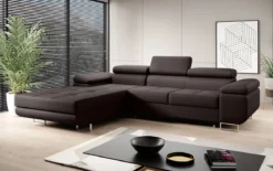 Designer Ecksofa Calvera mit Schlaf- und Klappfunktion in Kunstleder