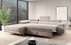 Designer Ecksofa Calvera mit Schlaf- und Klappfunktion in Cord