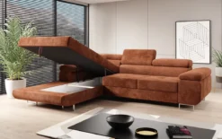 Designer Ecksofa Calvera mit Schlaf- und Klappfunktion in Cord