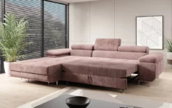 Designer Ecksofa Calvera mit Schlaf- und Klappfunktion in Cord