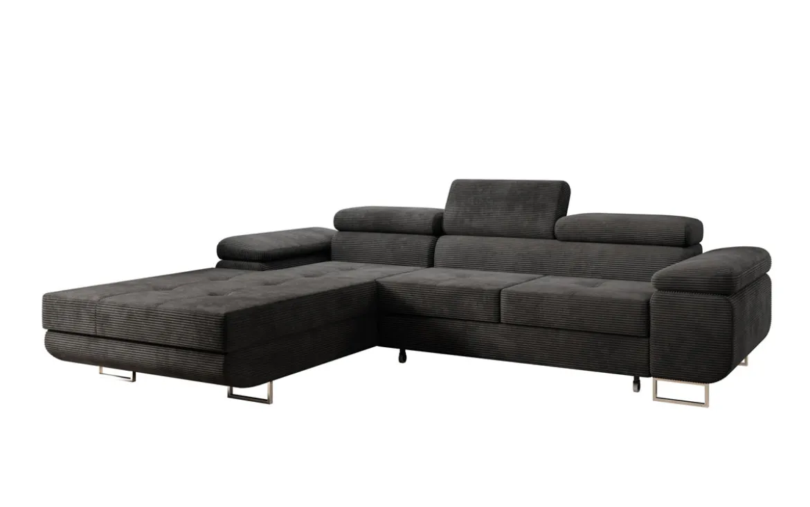 Designer Ecksofa Calvera mit Schlaf- und Klappfunktion in Cord