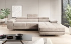 Designer Ecksofa Calvera mit Schlaf- und Klappfunktion in Cord