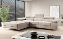 Designer Ecksofa Calvera mit Schlaf- und Klappfunktion in Cord
