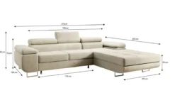 Designer Ecksofa Calvera mit Schlaf- und Klappfunktion in Samt