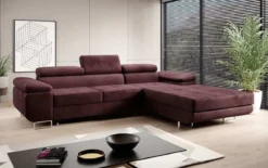 Designer Ecksofa Calvera mit Schlaf- und Klappfunktion in Samt